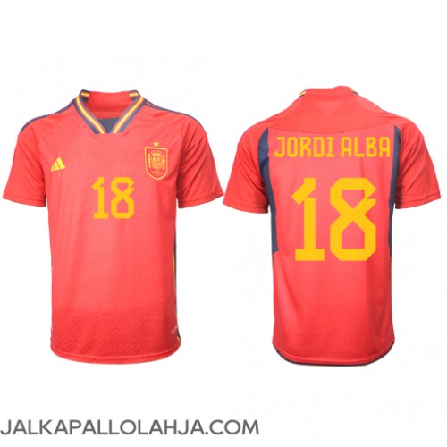 Espanja Jordi Alba #18 Kopio Koti Pelipaita MM-kisat 2022 Lyhyet Hihat